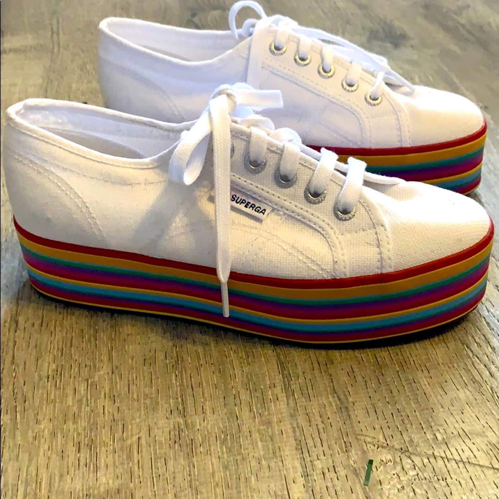Superga rainbow platform sneakers